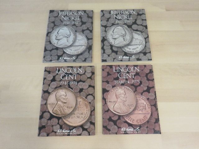 BRAND NEW LOT OF 4 COLLECTOR COIN BOOKS - TWO EACH PENNY AND NICKEL - SELLING AS A LOT