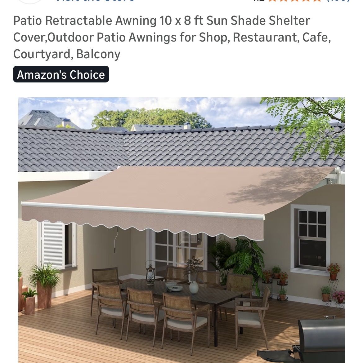 10‘ X 8‘ Retractable Awning Beige