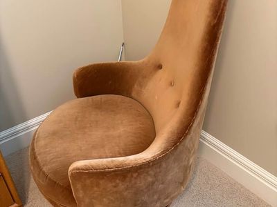 Mid Century Adrian Pearsall Tall Back Brown Velvet Swivel King Chair $250 cash/venmo in Draper