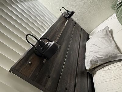 Drystan Queen Panel Bed with box spring and mattress