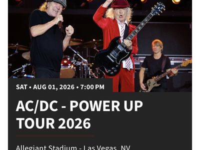 AC/DC Power Up Tour 2026 - Las Vegas - Aug 1st - Sec 315, Row 8, Seats 1-4