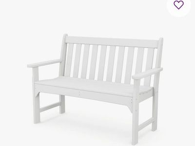 Sol 72 Polywood Traditional White Garden Bench 48" New