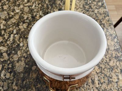 Copper and Ceramic Double Boiler Pot with Brass Handles