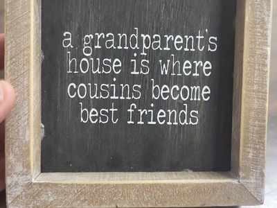 Adams & Co. Grandparents House Wood Framed Sign 5x5" - "Grandparents house is where cousins become best friends"