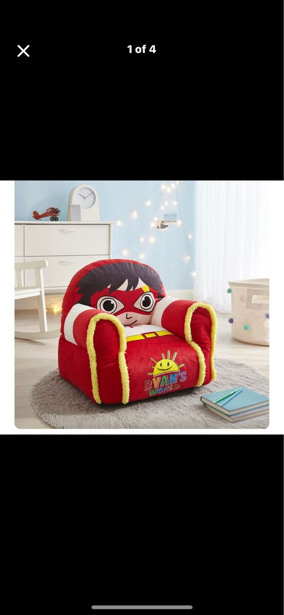 Ryan's World Plush Bean Bag Chair with Sherpa Trim