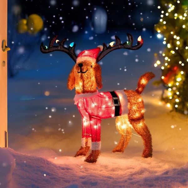 Christmas Lighted Fabric Dog. New In Box. Retails $44.