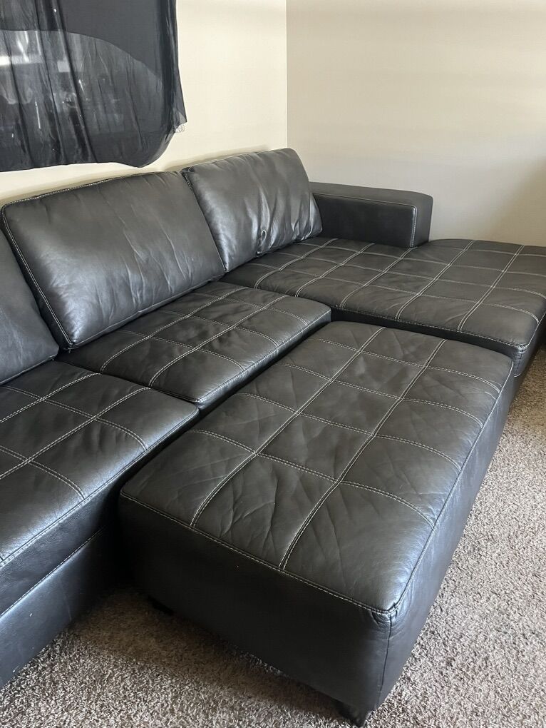 Leather sectional and automatic reclining chair