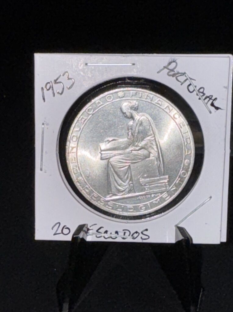 1953 Portugal 20 Escudos Vintage Silver Coin