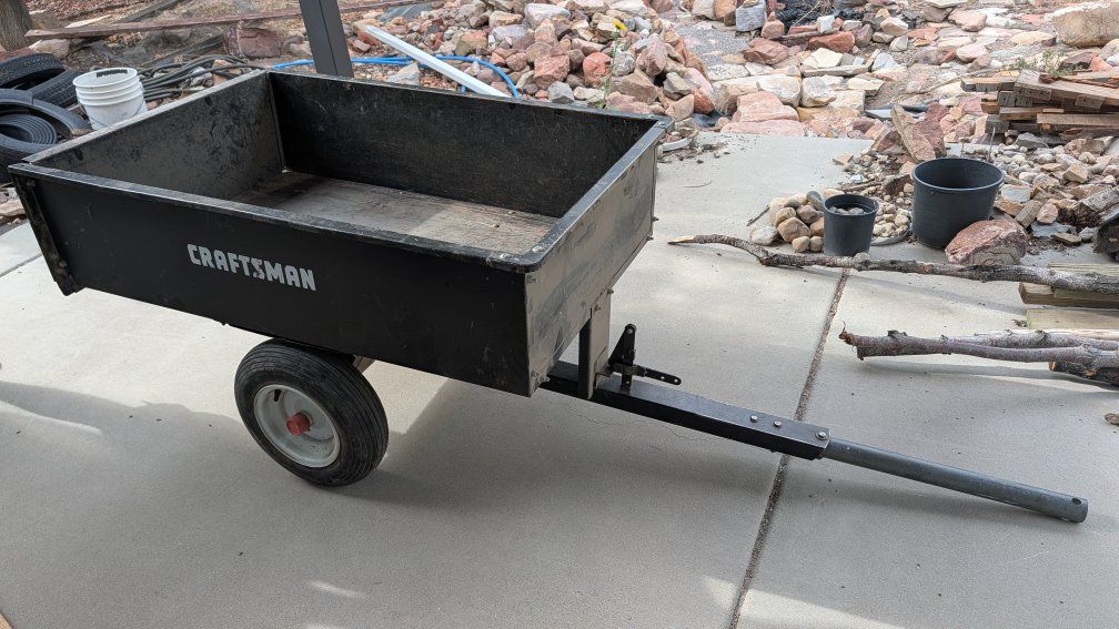 Craftsman Tow-Behind Utility Dump Cart Trailer - Heavy Duty, Fair Condition