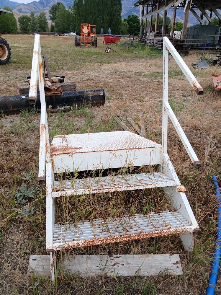 Metal stairs with landing