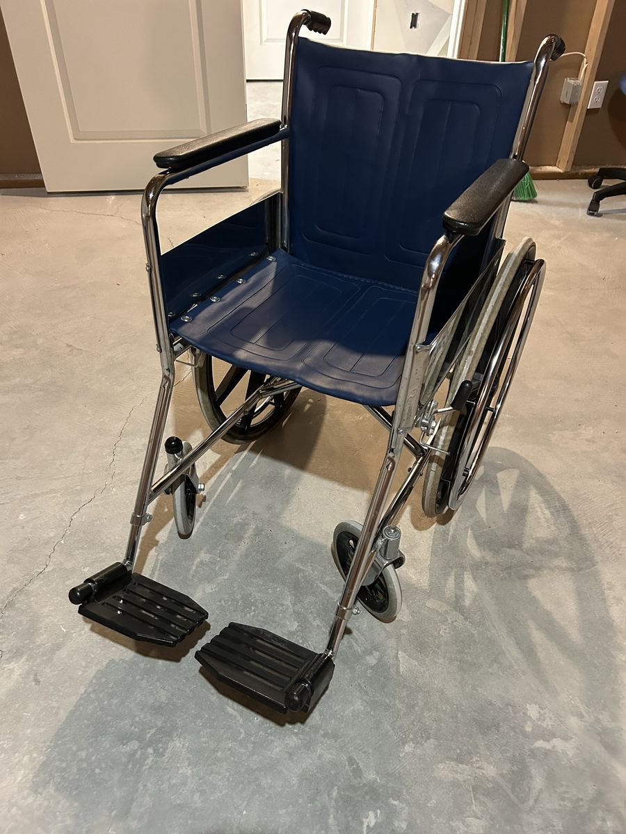 Invacare Tracer SX5 Standard Wheelchair - 16" Wide, Blue/Chrome, Swing-up Footrests