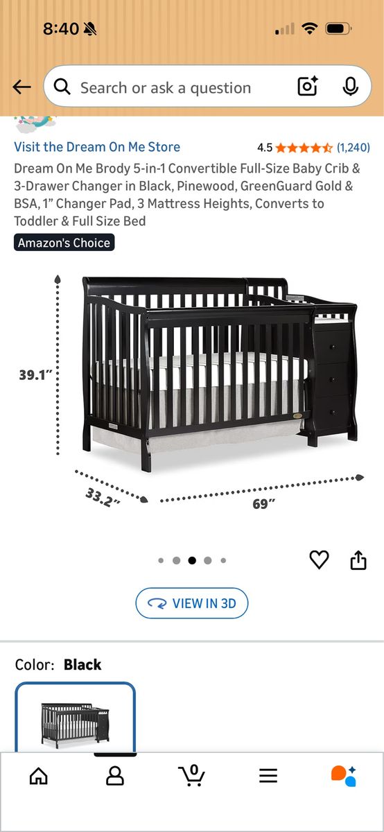 Black CriB Dream On Me 5 In 1