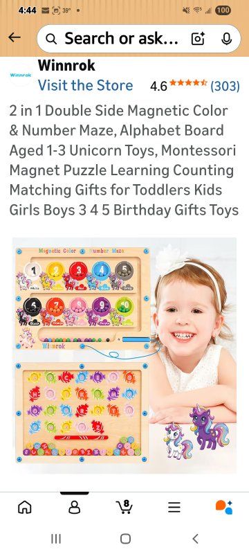 New in Box! 2 in 1 -Magnetic Color and Number Maze