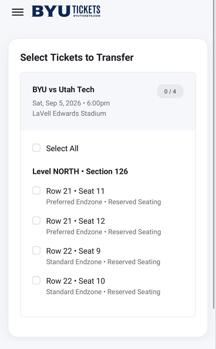 BYU vs Utah Tech Football Tickets