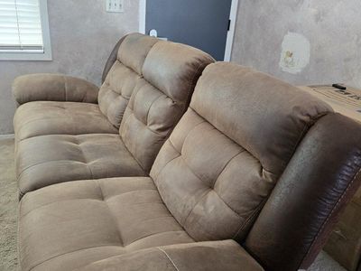 Comfortable Brown Reclining Sofa - Used Condition, Plush Seating