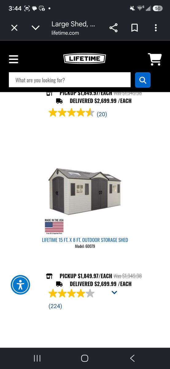Lifetime 15x8 Dual Entry Outdoor Storage Shed (Model 60079) – DISASSEMBLED & READY TO LOAD!
