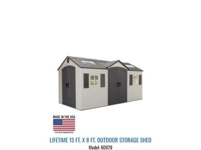 Lifetime 15x8 Dual Entry Outdoor Storage Shed (Model 60079) – DISASSEMBLED & READY TO LOAD!