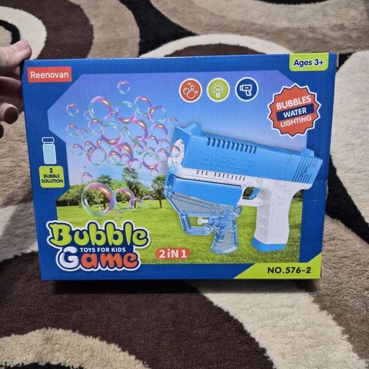 New 2-in-1 Automatic Bubble Gun Toy with Lights & Water Spray (Ages 3+)