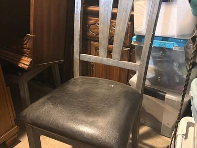 Two dining chairs, and a dining bench