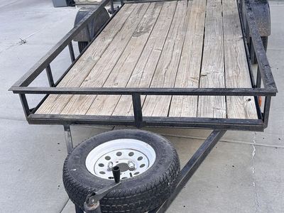 Flat Bed Utility Trailer with Wood Deck and Ramp Gate - Used