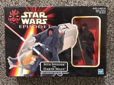 Star Wars Episode I Sith Speeder & Darth Maul Action Figure Set Hasbro Ages 4+ Small Vehicle