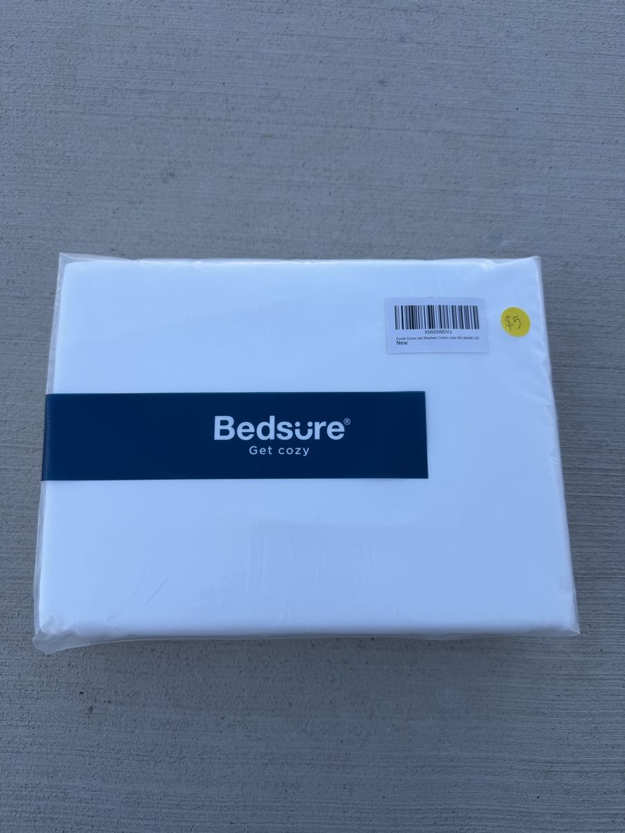 Bedsure Washed Cotton Like Duvet Cover Set White 68x90 Twin