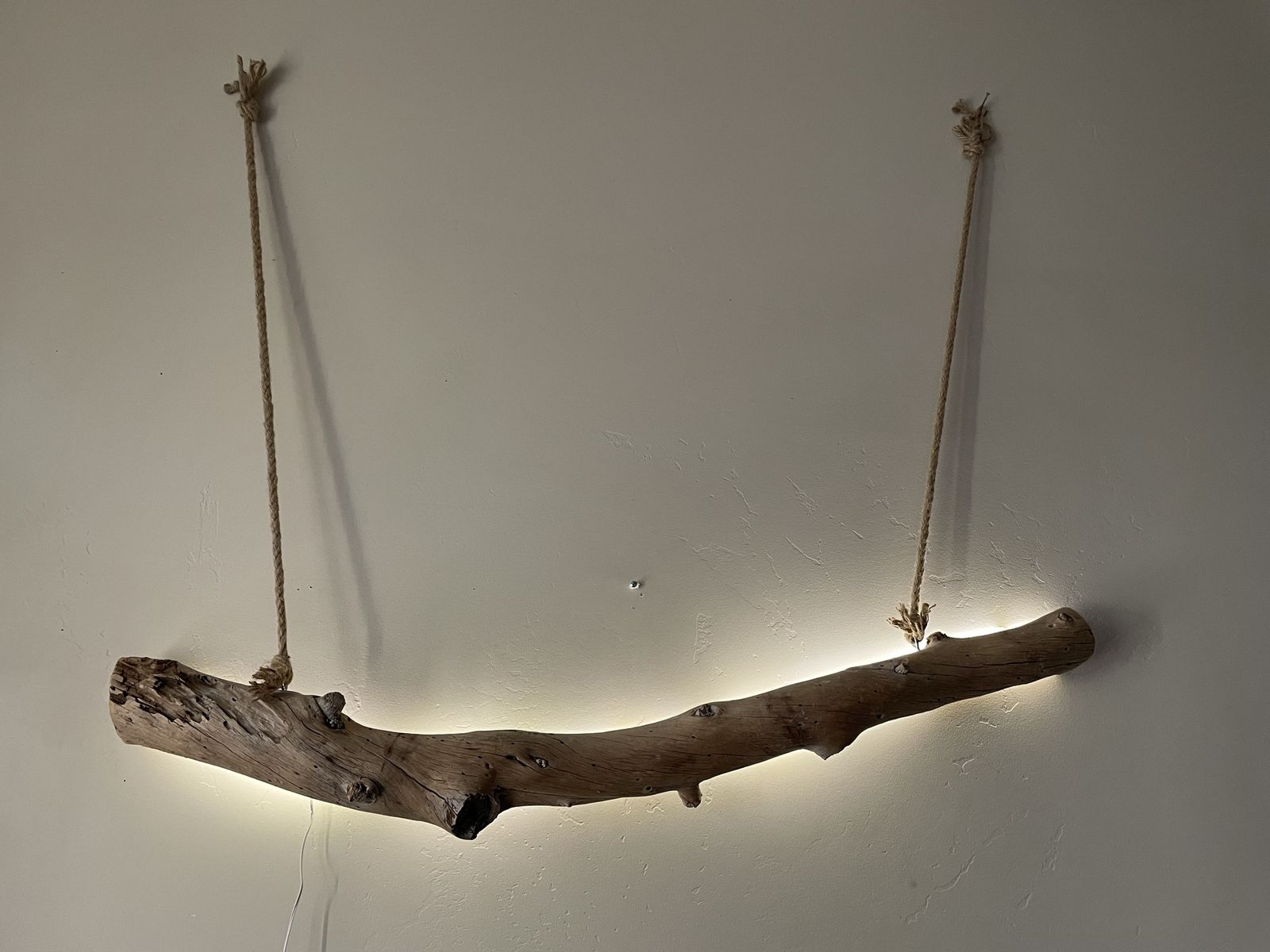 Handcrafted hanging driftwood light fixture