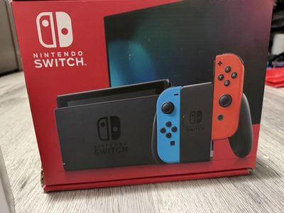 Nintendo Switch Console with Neon Red/Blue Joy-Cons & PowerA Wired Controller & Two Games!