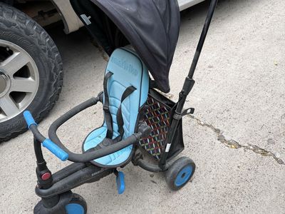 Smart Trike 4-in-1 Blue Baby Tricycle Stroller with Canopy & Harness System