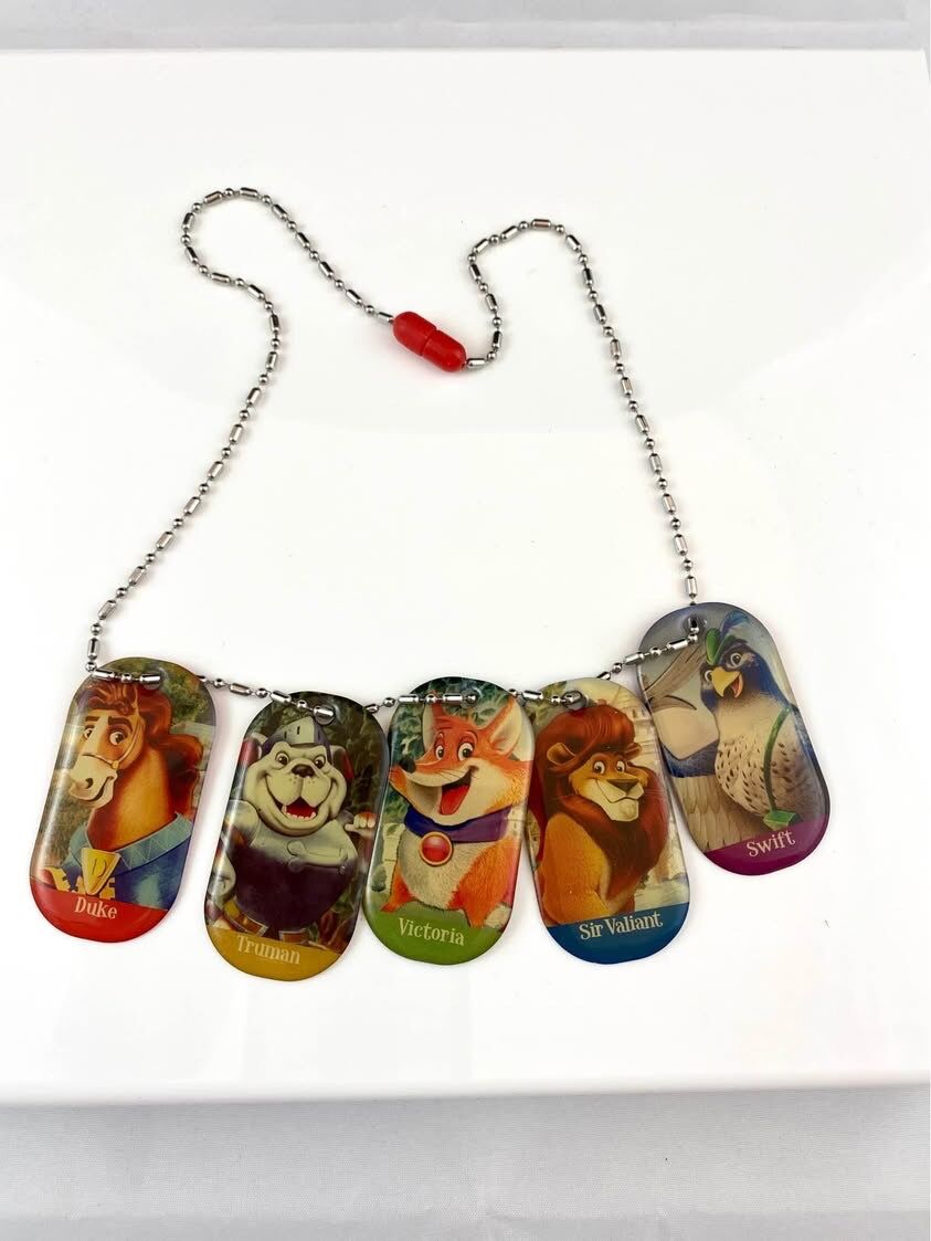 LIKE NEW - 5 Character Dog Tag Necklaces w/ Bible Quotes On The Back - Could B 5 Separate w/ Chains - C PICS