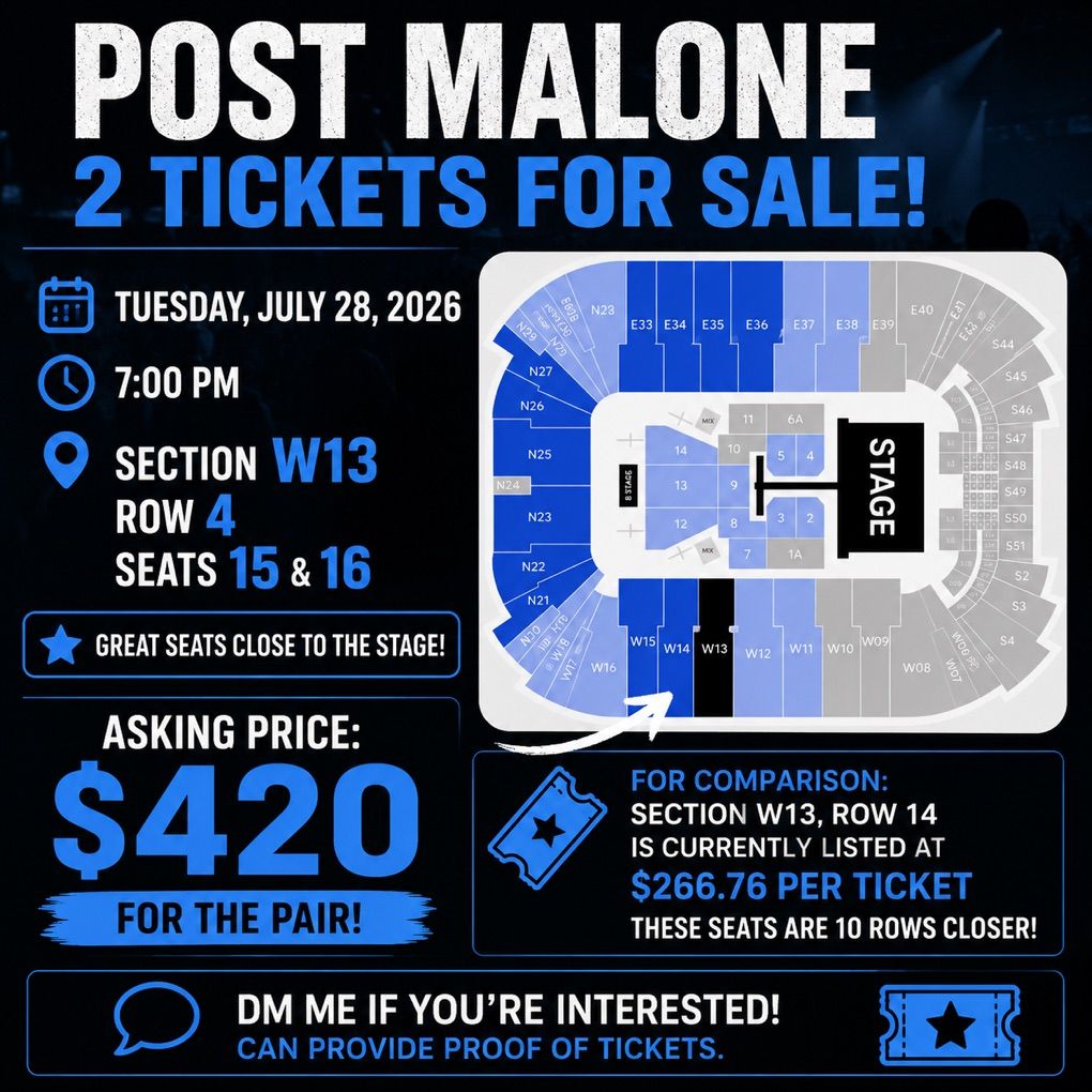 2 Post Malone Tickets  Utah
