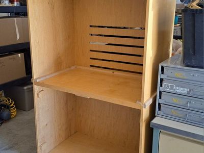Maple Ply Cabinet Armoire Wardrobe Closet Storage Unit, with Hanging Rod and Inset casters