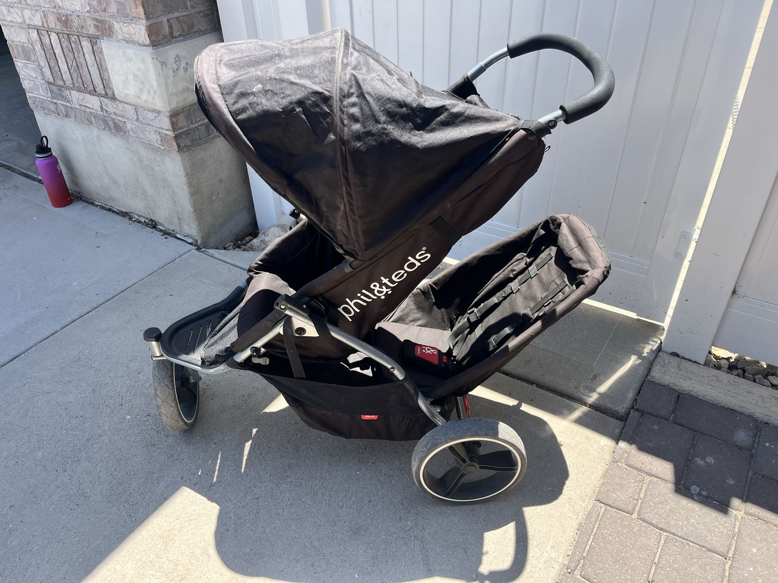 Phil & Teds Double Jogging Stroller - Black Tandem Design, Great for Toddlers & Infants