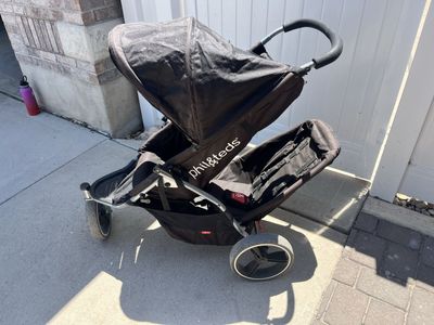 Phil & Teds Double Jogging Stroller - Black Tandem Design, Great for Toddlers & Infants