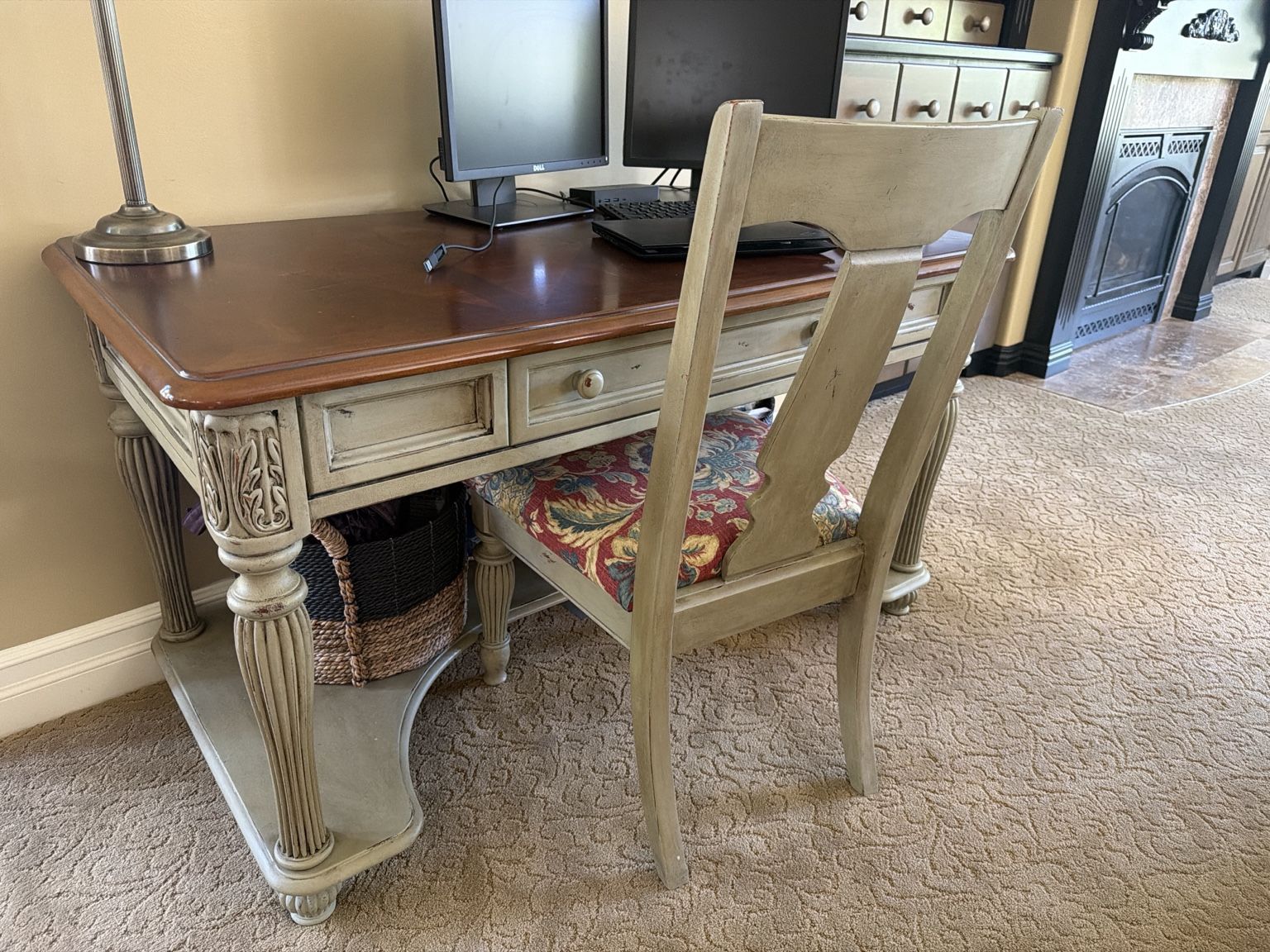 Distressed Writing Desk with Matching Chair
