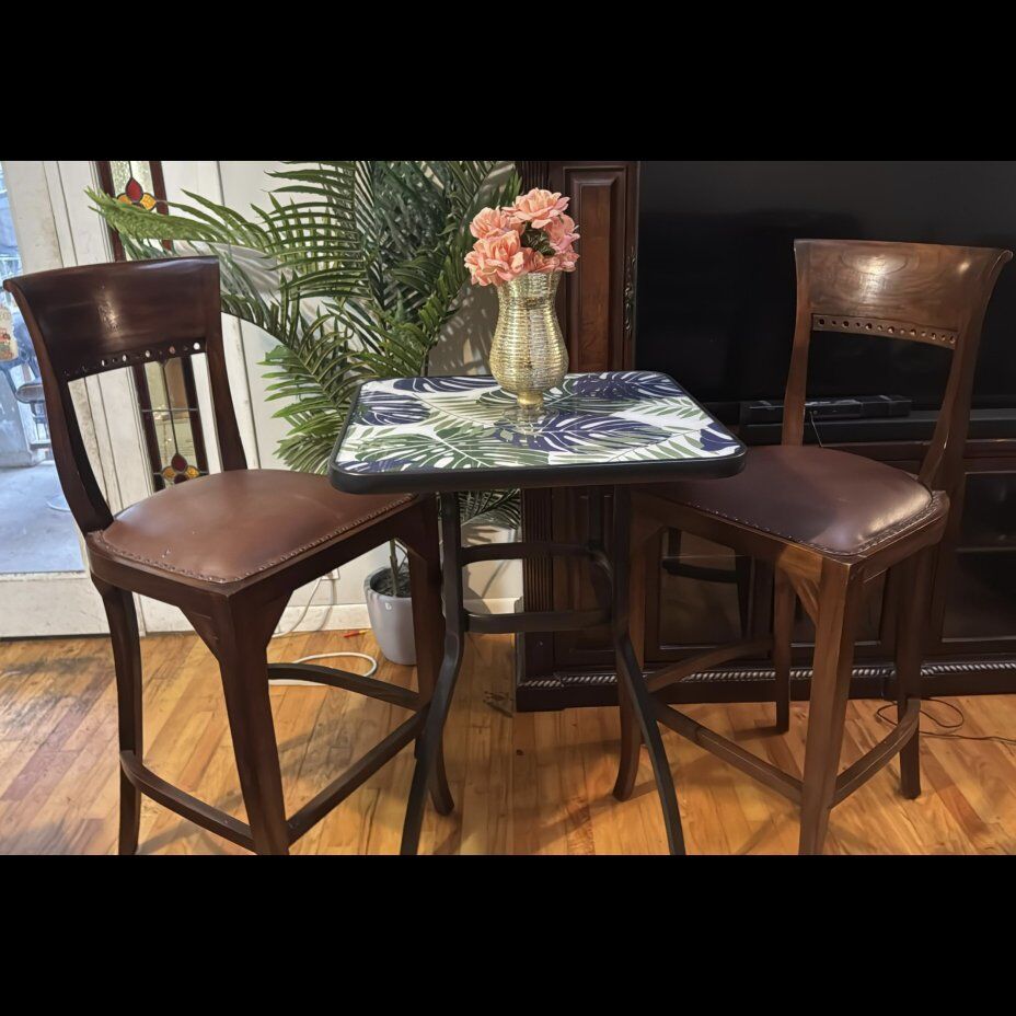 floral top high table and chairs