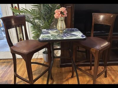 floral top high table and chairs