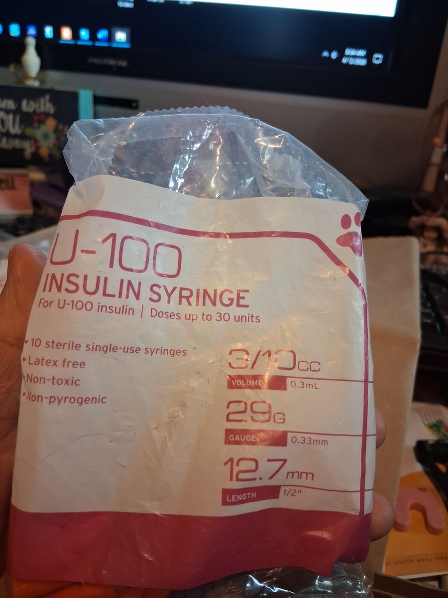 Pet U-100 Insulin Syringes 3/10cc 29G 1/2 Inch - 10 Pack
