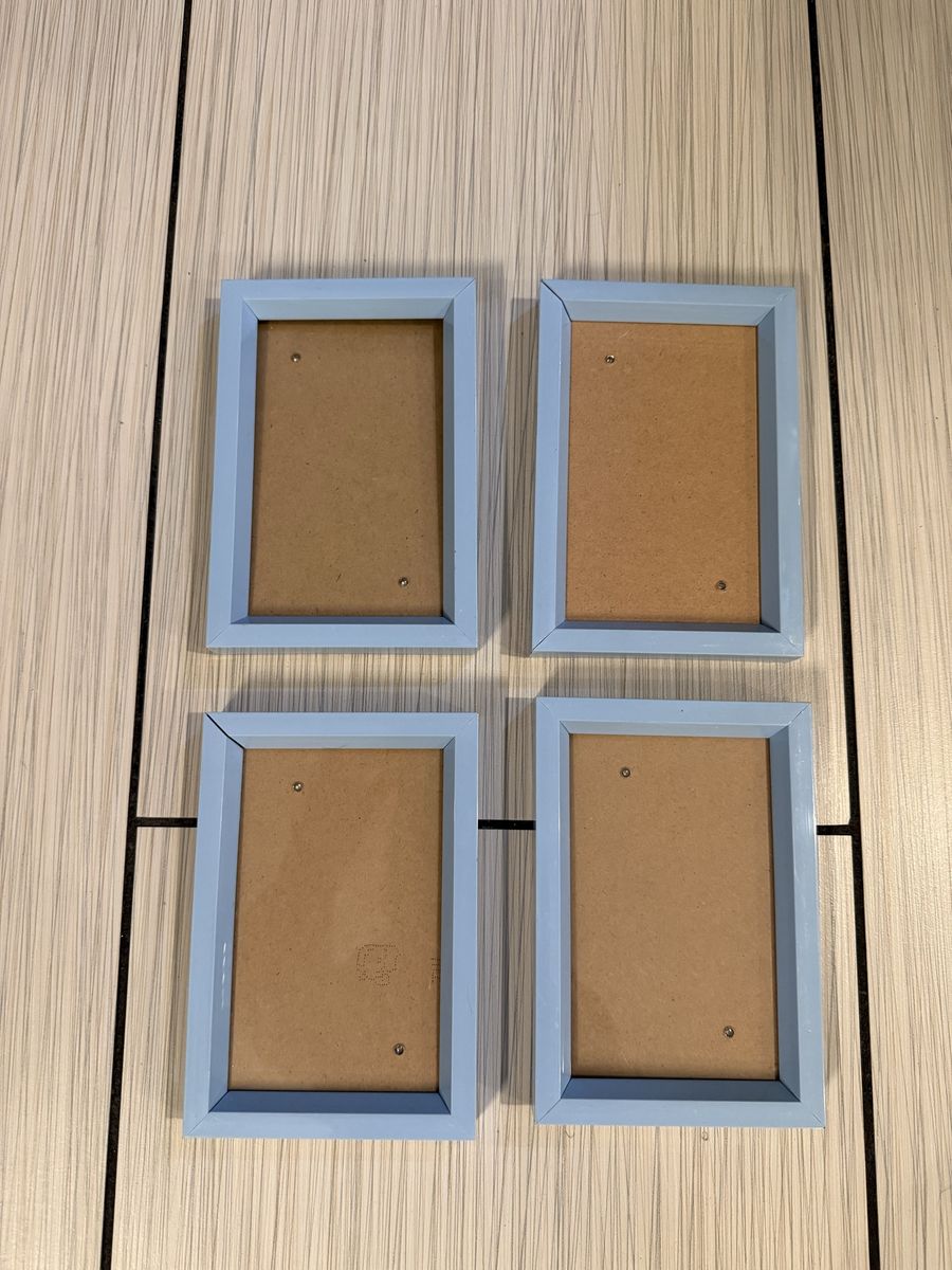 Set of 4 Light Blue 4x6 Picture Frames, Wall or Tabletop Display