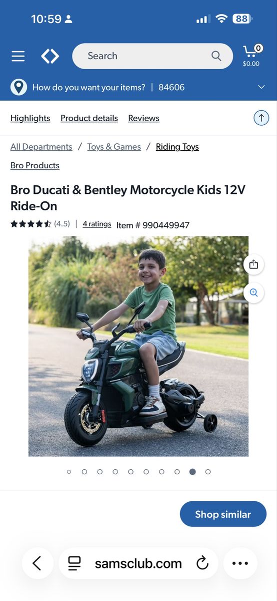 Bro Ducati & Bentley Motorcycle Kids 12V Ride-On