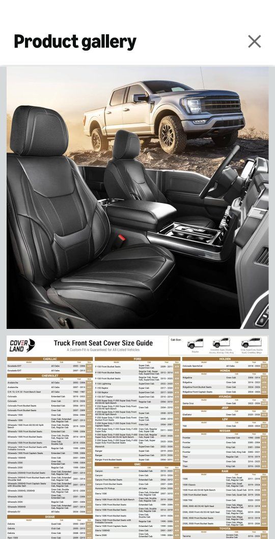 Coverland F-106-BK Custom Fit Car Seat Covers