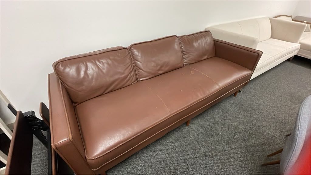 Brown Faux-Leather Sofa – 87.5" - 3 Seater Sofa