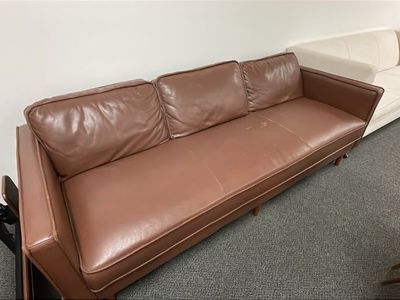 Brown Faux-Leather Sofa – 87.5" - 3 Seater Sofa