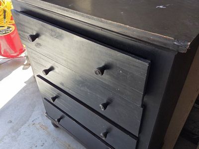 Black Wooden 4-Drawer Dresser/Chest - Used, distressed finish