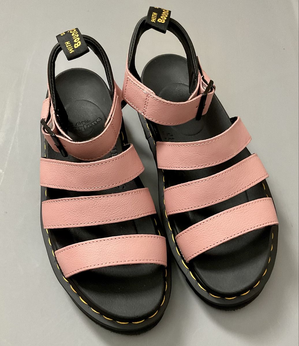 Dr. Martens Womens Pink Leather  Blair  II Quad Platform Sandals Size 9 AirWair