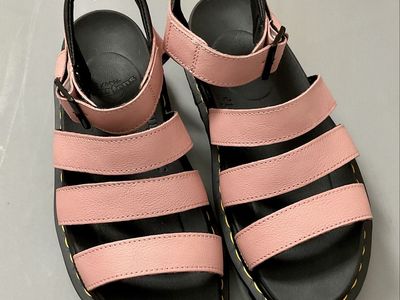 Dr. Martens Womens Pink Leather Blair II Quad Platform Sandals Size 9 AirWair