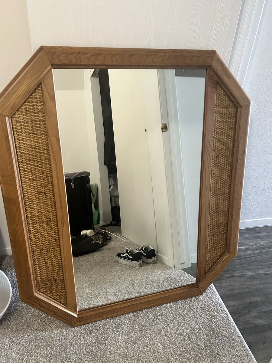 Octagon wooden Mirror