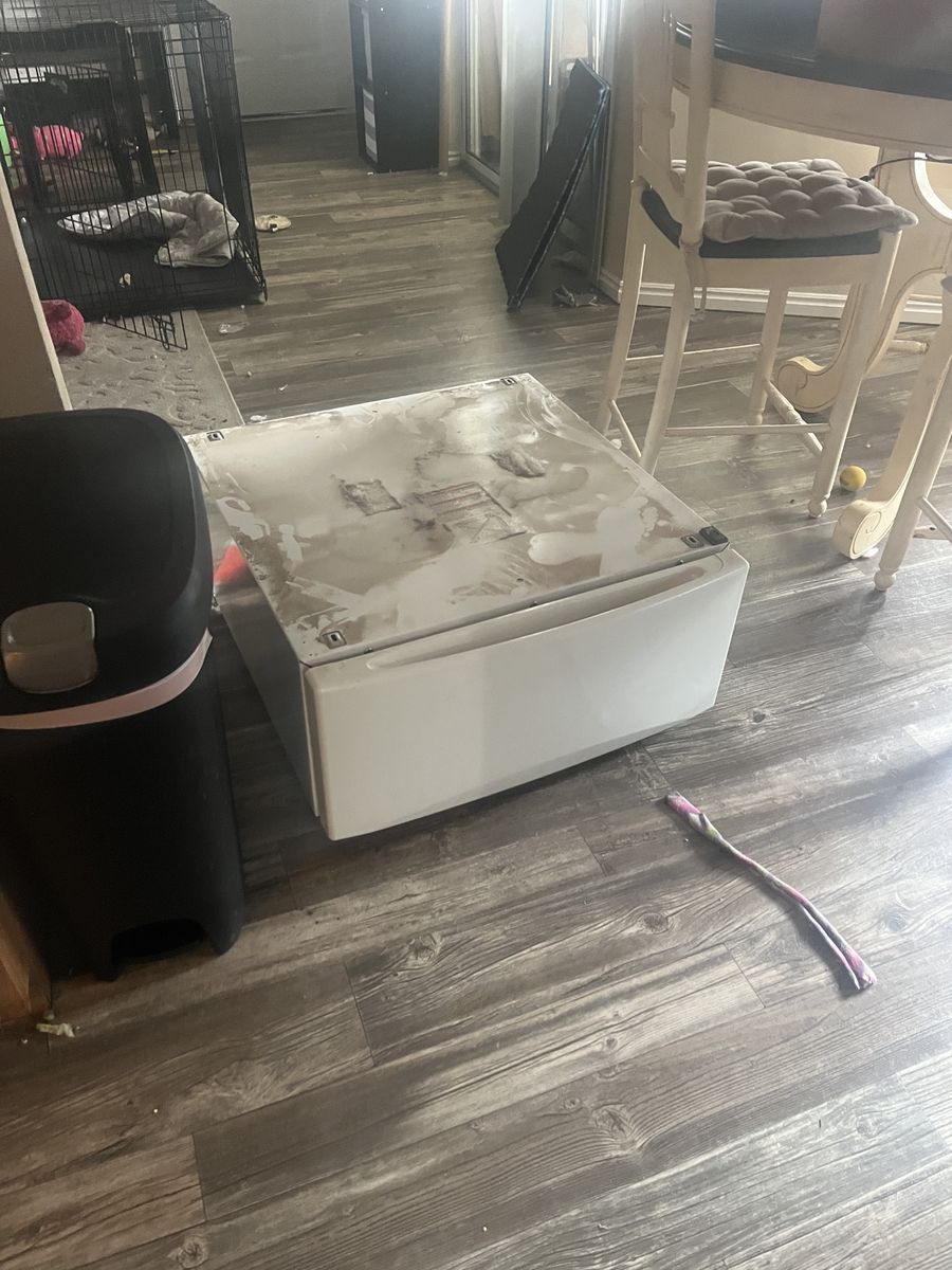 White Laundry Pedestal Storage Drawer with Hardware ( GE)