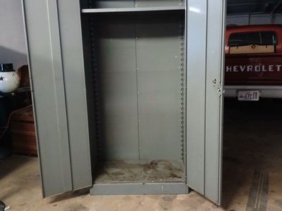 Industrial Gray Metal Storage Cabinet with Shelves, Double Door Locker
