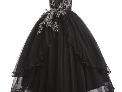 Weileenice Girls Tulle Dress Black Off Shoulder Kids Holiday Pageant Birthday Bridesmaid Party Funeral Prom Ball Gown Lace Embro